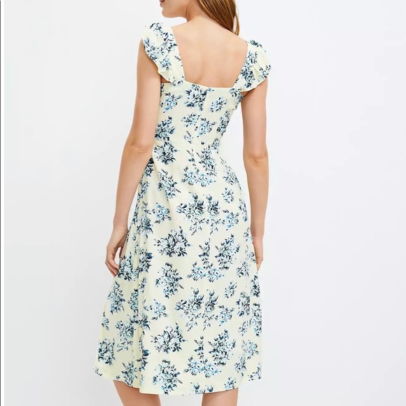 LOFT Floral Ruffle Strap Midi Dress - Picture 4 of 4